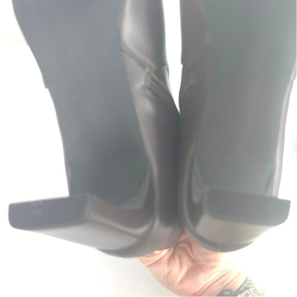 Kurt Geiger Chelsea Square Toe Bootie Brown Leather Ankle Block Heel Size 41 - Picture 11 of 15